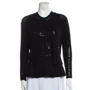 OSCAR DE LA RENTA Virgin Wool Sequin Embellishments Sweater Set New Tag Size: XS